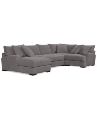 Furniture - Rhyder 4-Pc. 80'' Fabric Sectional with Chaise, Only at Macy's