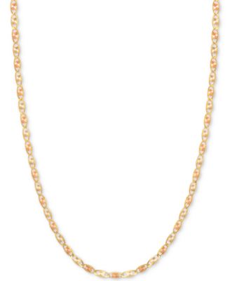 Italian Gold - Tri-Gold Valentina Chain Necklace in 14k Gold, White Gold & Rose Gold