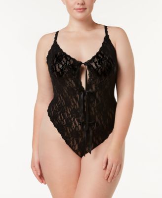 Hanky Panky - Plus Size After Midnight Open Panel Keyhole Teddy 488406X