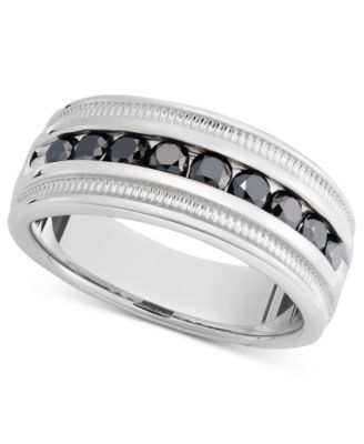 Macy's - Men's Sterling Silver Ring, Black Diamond Band (1 ct. t.w.)