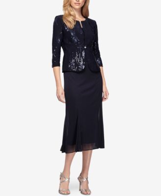Alex Evenings - Sleeveless Sequin Midi Dress and Jacket