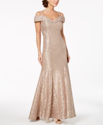 R & M Richards - Off-The-Shoulder Lace Gown