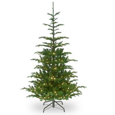 National Tree Company - 6 .5" Feel Real  Norwegian Spruce Hinged Tree with 650 Clear Lights