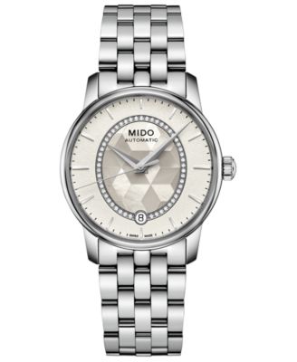 Mido - Women's Swiss Automatic Baroncelli Diamond (1/10 ct. t.w.) Stainless Steel Bracelet Watch 33mm