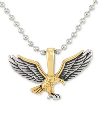 LEGACY for MEN by Simone I. Smith - Two-Tone Eagle 24" Pendant Necklace in Stainless Steel & Yellow and Black Ion-Plate