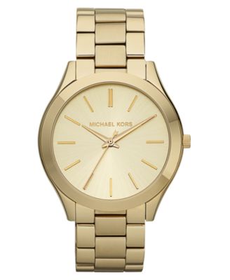 Michael Kors - Women's Slim Runway Gold-Tone Stainless Steel Bracelet Watch 42mm