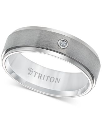 Triton - Men's Titanium Ring, 7mm Diamond Accent Wedding Band