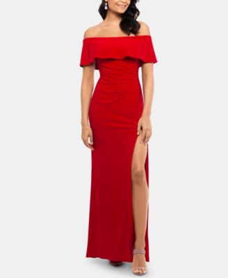 XSCAPE - Petite Ruffled Off-The-Shoulder Gown
