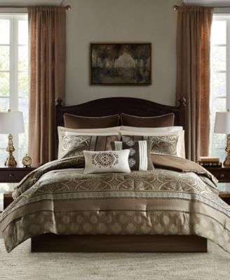 Madison Park Essentials - Zara Queen 16 Piece Jacquard Complete Bedding Set With 2 Sheet Sets