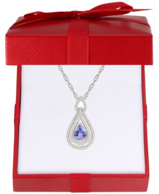 Macy's - Sapphire (1-1/4 ct. t.w.) & Diamond (1/4 ct. t.w.) 18" Pendant Necklace in 14k Rose Gold (Also available in Emerald, Ruby and Tanzanite)