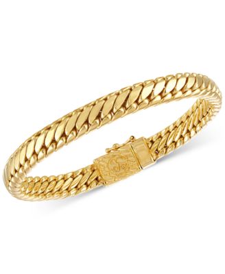 Esquire Men's Jewelry - Heavy Serpentine Link Bracelet in Sterling Silver or 14k Gold-Plated Silver