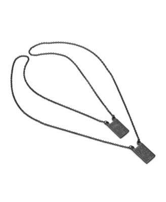 STEELTIME - Men's Black IP Plated Stainless Steel Religious Escapulario Style Reversable Necklace from