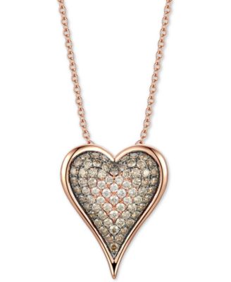 Le Vian - Chocolate Diamond Ombr&eacute; Heart 18" Pendant Necklace (1-1/2 ct. t.w.) in 14k Rose Gold