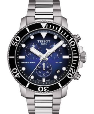 Tissot - Men's Swiss Chronograph Seastar 1000 Gray Stainless Steel Bracelet Watch 45.5mm
