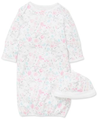 Little Me - Baby Girls 2-Pc. Cotton Floral-Print Hat & Gown Set