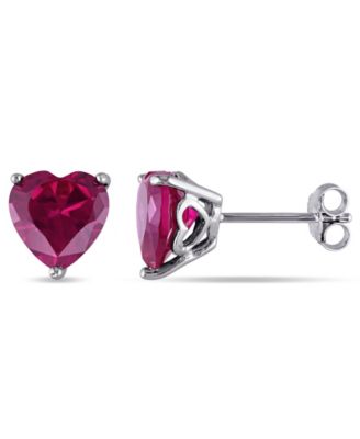 Macy's - Created Ruby (5 1/2 ct. t.w.) Heart Stud Earrings in Sterling Silver