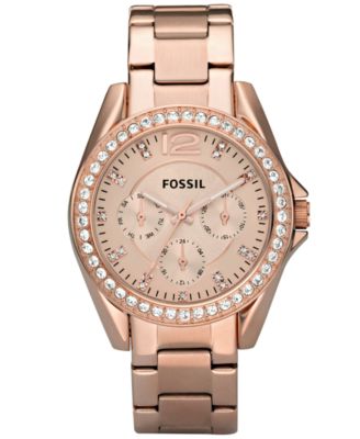 Fossil - Women's Riley Rose Gold Plated Stainless Steel Bracelet Watch 38mm ES2811
