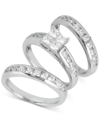 Macy's - Diamond 3-Pc. Bridal Set (2-1/10 ct. t.w.) in 14k White Gold