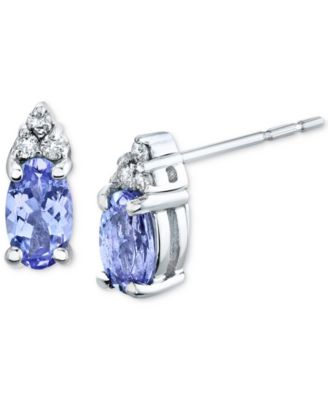 Macy's - Tanzanite (5/8 ct. t.w.) & Diamond (1/20 ct. t.w.) Stud Earrings in 14k White Gold