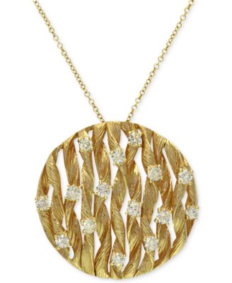 EFFY Collection - Diamond Textured Circle Pendant (3/4 ct. t.w.) in 14k Gold