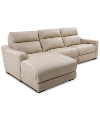 Best Master Furniture - Gabrine 3-Pc. Leather Sectional with 1 Power Headrest and Chaise