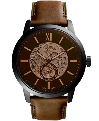 Fossil - Men's Townsman Brown Leather Strap Watch 48mm