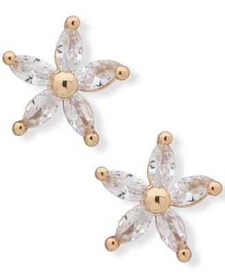 lonna & lilly - Gold-Tone Cubic Zirconia Flower Stud Earrings