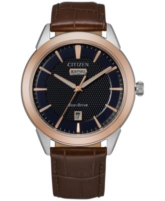 Citizen - Men's Corso Brown Leather Strap Watch 40mm
