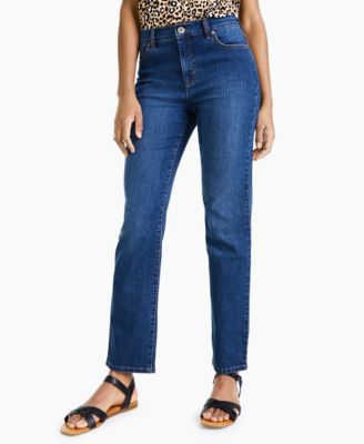 Style & Co - Petite Tummy-Control Straight-Leg Jeans