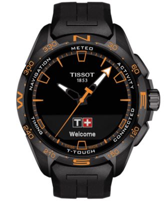 Tissot - Men's Swiss T-Touch Connect Solar Black Rubber Strap Smart Watch 48mm