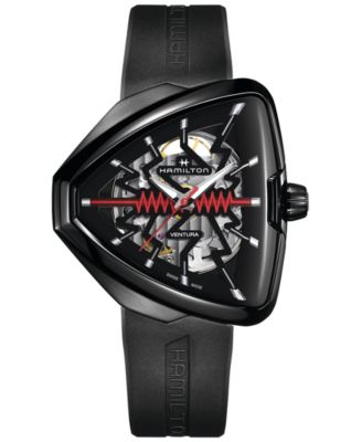 Hamilton - Men's Swiss Ventura Black Rubber Strap Watch 45m