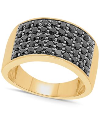 Macy's - Men's Black Diamond Ring (2 ct. t.w.) in 14k Gold-Plated Sterling Silver
