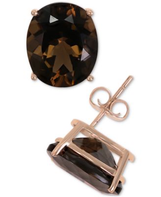 Macy's - Smoky Quartz Oval Stud Earrings (8-3/8 ct. t.w.) in 14k Rose gold
