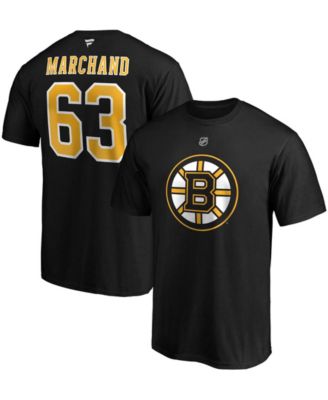 Fanatics - Men's Brad Marchand Boston Bruins Team Authentic Stack Name & Number T-Shirt