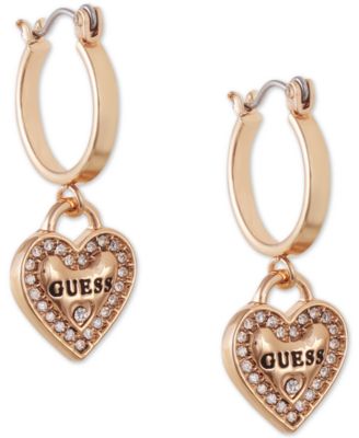 GUESS - Gold-Tone Crystal Heart Drop Earrings
