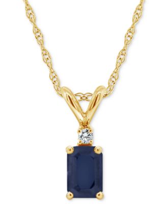 Macy's - Emerald (1/2 ct. t.w.) & Diamond Accent 18" Pendant Necklace in 14k Gold (Also in Ruby & Sapphire)