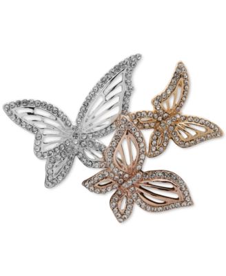 Anne Klein - Tri-Tone Pav&eacute; Butterfly Trio Pin