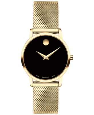 Movado - Women's Swiss Museum Classic Gold PVD Mesh Bracelet Watch 28mm