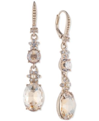 Marchesa - Crystal & Imitation Pearl Flower Linear Drop Earrings