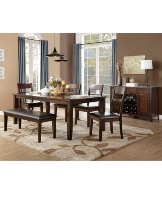 Furniture - Leona 6pc Dining Set (Dining Table, 4 Side Chairs & Bench)