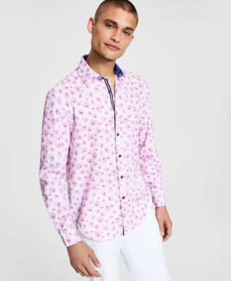 Society of Threads - Men's Slim-Fit Performance Stretch Floral Long-Sleeve Button-Down Shirt