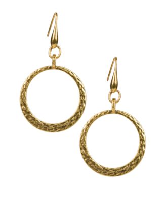 Patricia Nash - Gold-Tone Hammered Drop Hoop Earrings