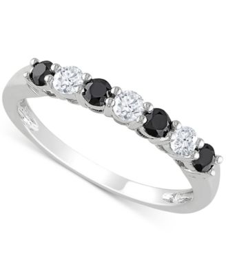 Macy's - Black Diamond (1/4 ct. t.w.) & White Diamond (1/5 ct. t.w.) Anniversary Band in 10k White Gold