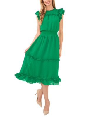 CeCe - Ruffled Swiss Dot Midi Dress