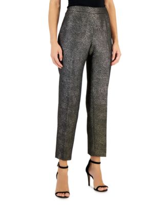 Kasper - Women's Metallic Jacquard Slim Ankle Pants