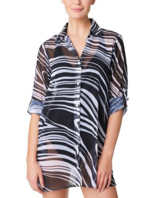 Bleu by Rod Beattie - Women's New Wave Chiffon Cover-Up Shirt