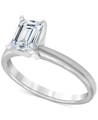 Macy's - Diamond Emerald-Cut Solitaire Engagement Ring (1 ct. t.w.) in 14k White Gold