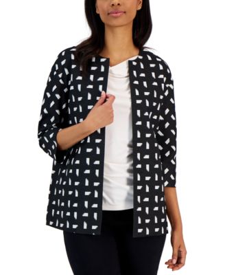 Anne Klein - Women's Jacquard Dropped-Shoulder Topper