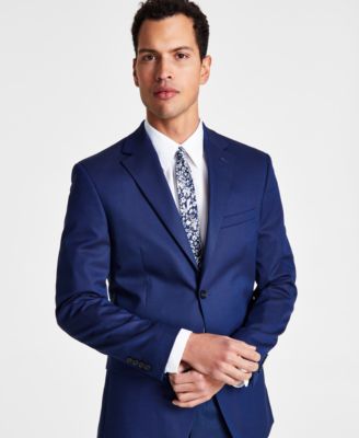 DKNY - Men's Blue Tic Modern-Fit Performance Stretch Suit Separates Jacket