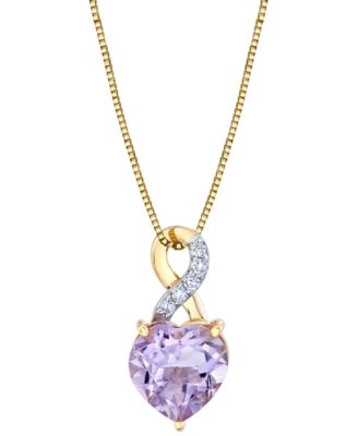 Macy's - Pink Amethyst (1-3/4 ct. t.w.) & Diamond Accent Infinity Heart 18" Pendant Necklace in 10k Gold